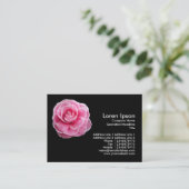 Roze Camelia 2 - zwart Visitekaartje (Staand voorkant)