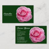 Roze Camelia - Donkergroen 003300 Visitekaartje (Voorkant / Achterkant)