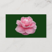 Roze Camelia - Donkergroen Visitekaartje (Achterkant)