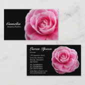 Roze Camelia II - Zwart Visitekaartje (Voorkant / Achterkant)