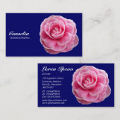 Roze Camelia - Navy Blue 00066 Visitekaartje (Voorkant / Achterkant)