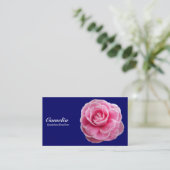 Roze Camelia - Navy Blue 00066 Visitekaartje (Staand voorkant)