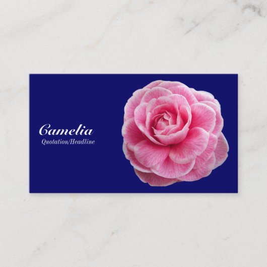 Roze Camelia - Navy Blue 00066 Visitekaartje (Voorkant)