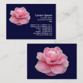Roze Camelia - Navy Blue Visitekaartje (Voorkant / Achterkant)