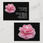 Roze Camelia - zwart Visitekaartje (Voorkant / Achterkant)