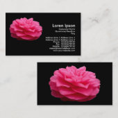 Roze Camelia - zwart Visitekaartje (Voorkant / Achterkant)