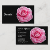 Roze Camelia - Zwart Visitekaartje (Voorkant / Achterkant)