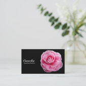 Roze Camelia - Zwart Visitekaartje (Staand voorkant)