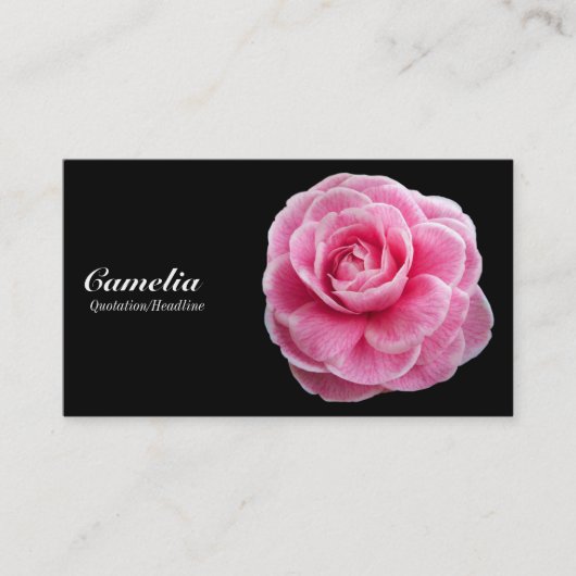 Roze Camelia - Zwart Visitekaartje (Voorkant)
