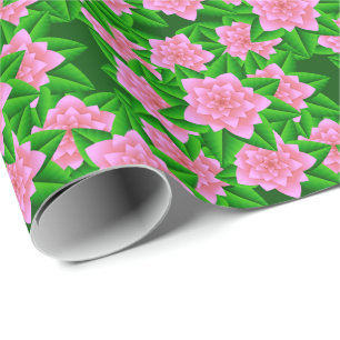 Roze Camelia's en Groene Bladeren Cadeaupapier