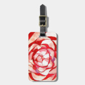 Roze Camellia abstract kunstschilderij Bagagelabel (Voorkant verticaal)