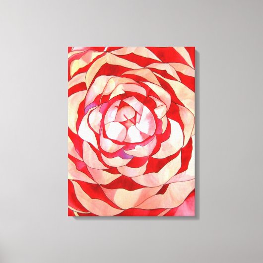 Roze Camellia abstract kunstschilderij Canvas Afdruk (Voorkant)