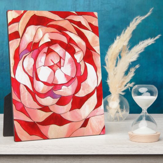 Roze Camellia abstract kunstschilderij Fotoplaat (Zijkant)