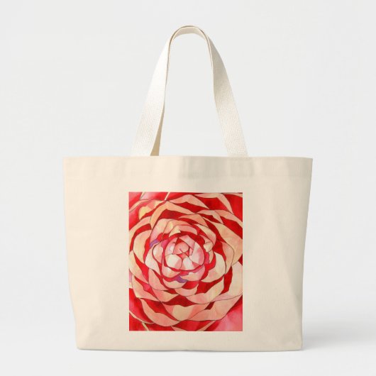 Roze Camellia abstract kunstschilderij Grote Tote Bag (Voorkant)