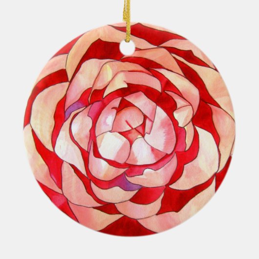 Roze Camellia abstract kunstschilderij Keramisch Ornament (Achterkant)