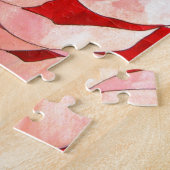 Roze Camellia abstract kunstschilderij Legpuzzel (Zijkant)