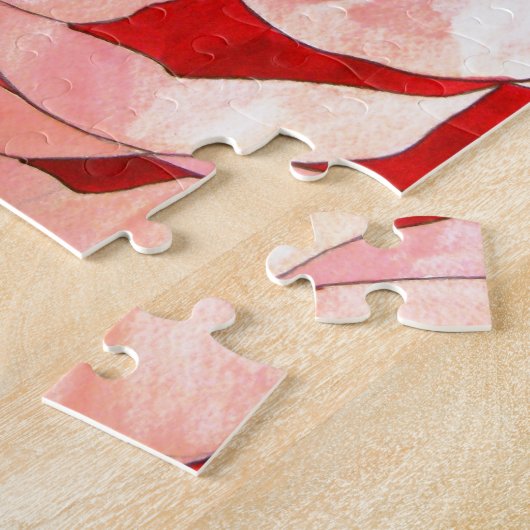 Roze Camellia abstract kunstschilderij Legpuzzel (Zijkant)