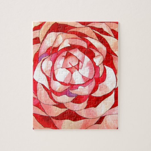 Roze Camellia abstract kunstschilderij Legpuzzel (Verticaal)