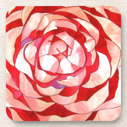 Roze Camellia abstract kunstschilderij Onderzetter (Voorkant)