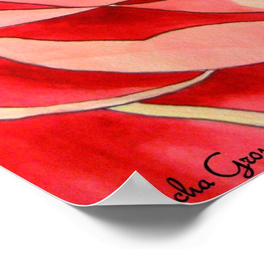 Roze Camellia abstract kunstschilderij Poster (Hoek)