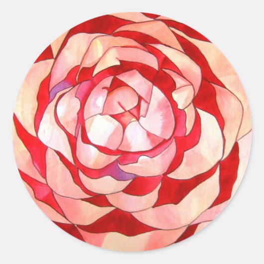 Roze Camellia abstract kunstschilderij Ronde Sticker (Voorkant)