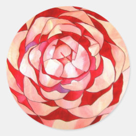 Roze Camellia abstract kunstschilderij Ronde Sticker