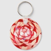 Roze Camellia abstract kunstschilderij Sleutelhanger (Voorkant)