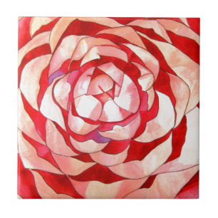 Roze Camellia abstract kunstschilderij Tegeltje