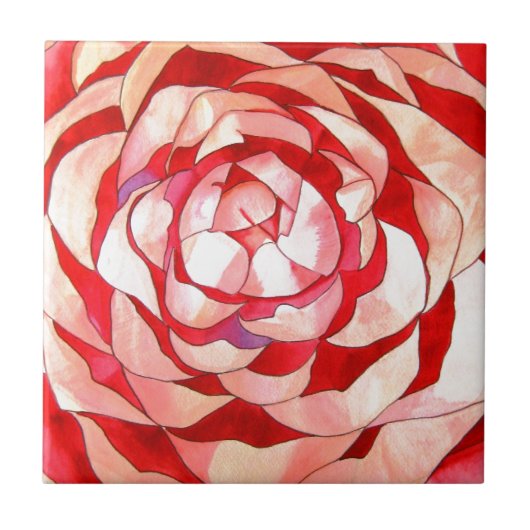 Roze Camellia abstract kunstschilderij Tegeltje (Voorkant)