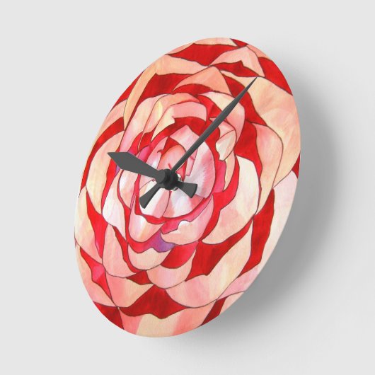 Roze Camellia abstracte kunstschilderij Ronde Klok (Hoek)