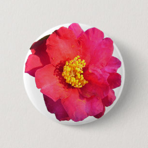 roze camellia bloem ronde button 5,7 cm