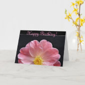 Roze Camellia bloem Verjaardag Kaart (Gele Bloem)