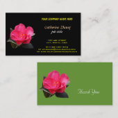 roze camellia bloem visitekaartje (Voorkant / Achterkant)