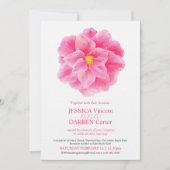 Roze camellia bloem waterverf bruiloft foto kaart (Voorkant)