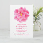 Roze camellia bloem waterverf bruiloft foto kaart (Staand voorkant)