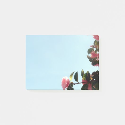 Roze Camellia-bloemen met blauwe hemel Post-it® Notes (Voorkant)