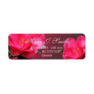 roze camellia bloemen personaliseren etiket