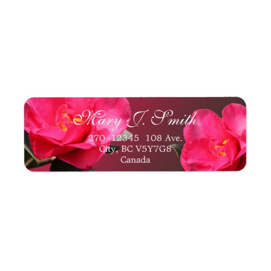  roze camellia bloemen personaliseren etiket (Voorkant)