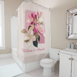 Roze Camellia Bloom Douchegordijn