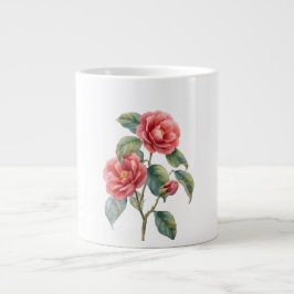 Roze Camellia Botanische Kunstmok Grote Koffiekop