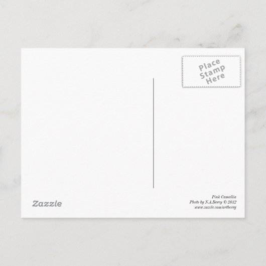 Roze Camellia Briefkaart (Achterkant)