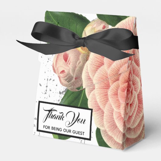 Roze Camellia bruiloft gunst doos Bedankdoosjes (Voorkant Zijde)
