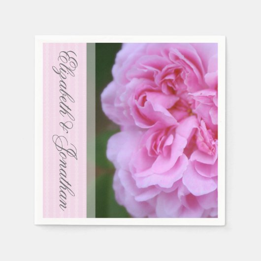 Roze Camellia en Ribbon Wedding Servet (Voorkant)