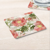 Roze Camellia Floral Pattern Kartonnen Onderzetters (Schuin)