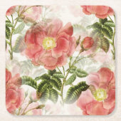 Roze Camellia Floral Pattern Kartonnen Onderzetters (Voorkant)