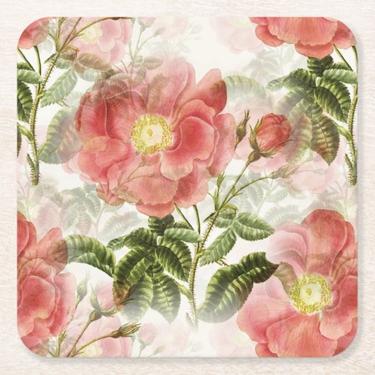Roze Camellia Floral Pattern Kartonnen Onderzetters (Voorkant)