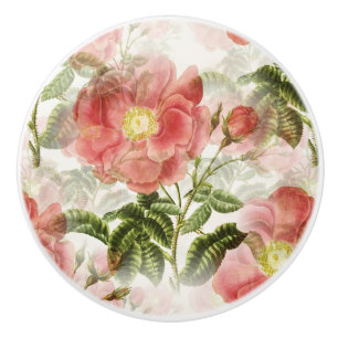 Roze Camellia Floral Pattern Keramische Knop