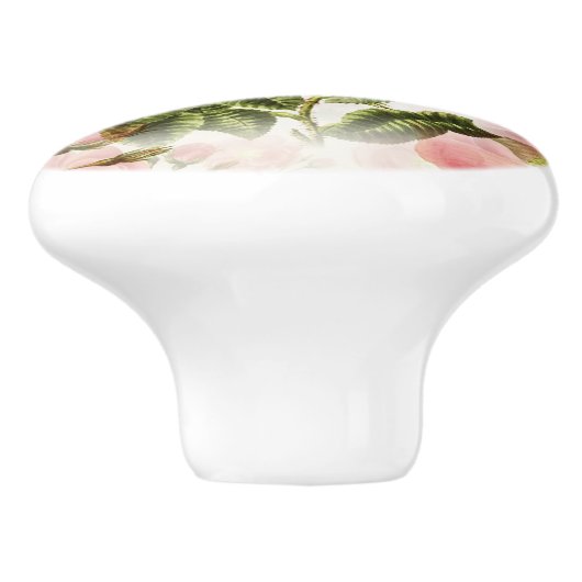 Roze Camellia Floral Pattern Keramische Knop (Zijkant)