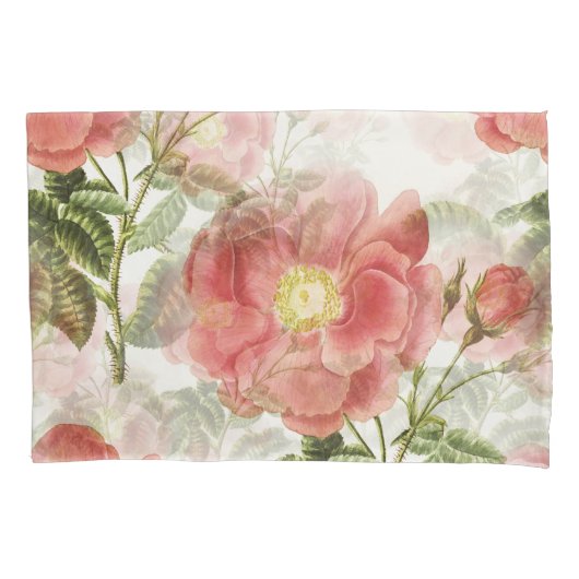 Roze Camellia Floral Pattern Kussensloop (Voorkant)