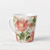Roze Camellia Floral Pattern Latte Mok (Linkerhoek)